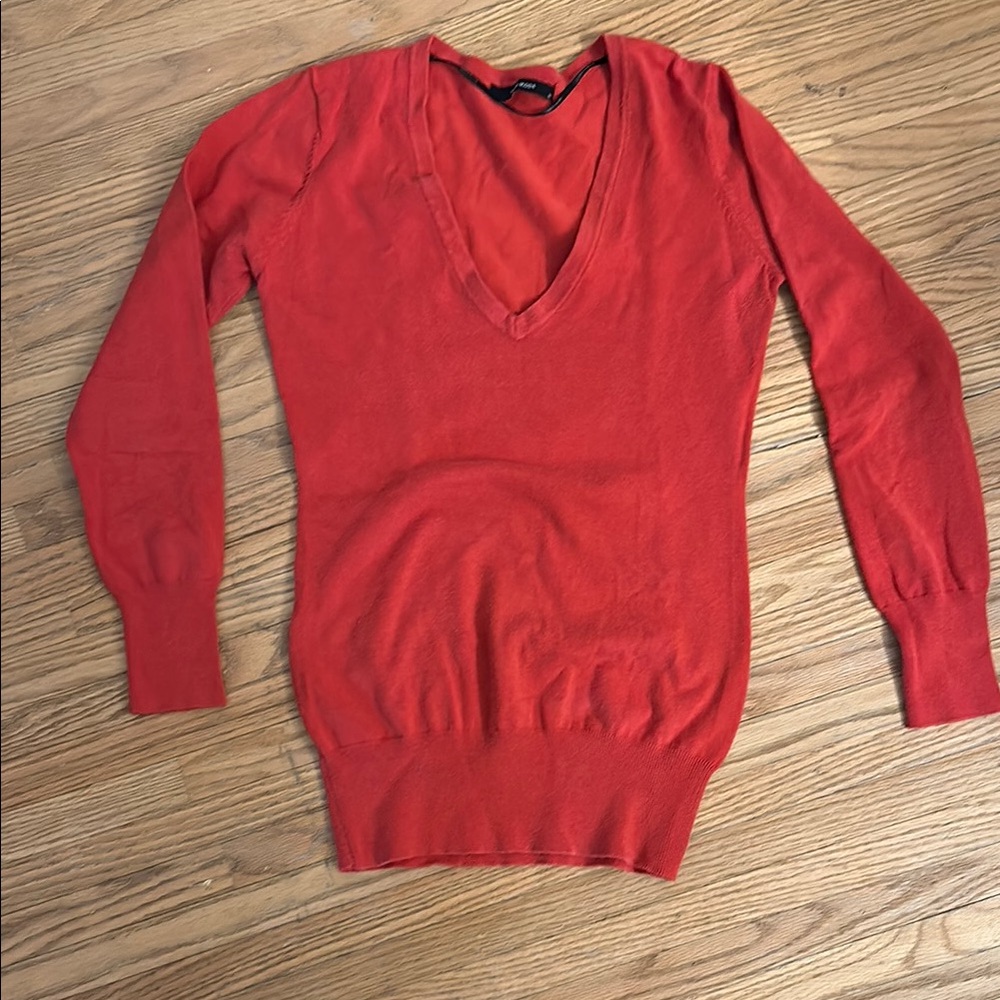 Vero Moda V-Neck Red Sweater Knit Pullover